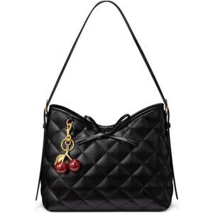 Black Purse for Women – Soft Leather Quilted Hobo Handbag Crossbody Shoulder Bag